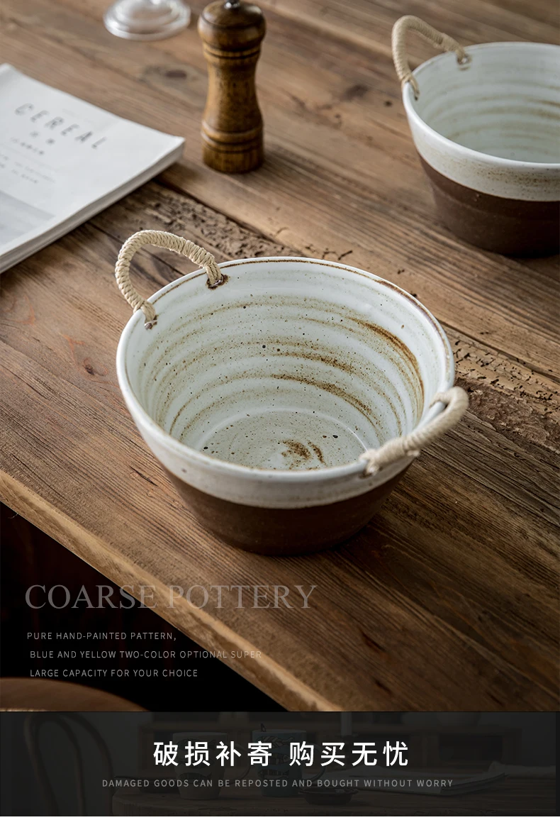 FANCITY Extra large thickened double-ear ceramic soup bowl