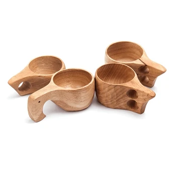 

4PCS Home Cafe Bar Wooden Cup Coffee Tea Water Cup Drink Fruit Tea Cup Set Cup