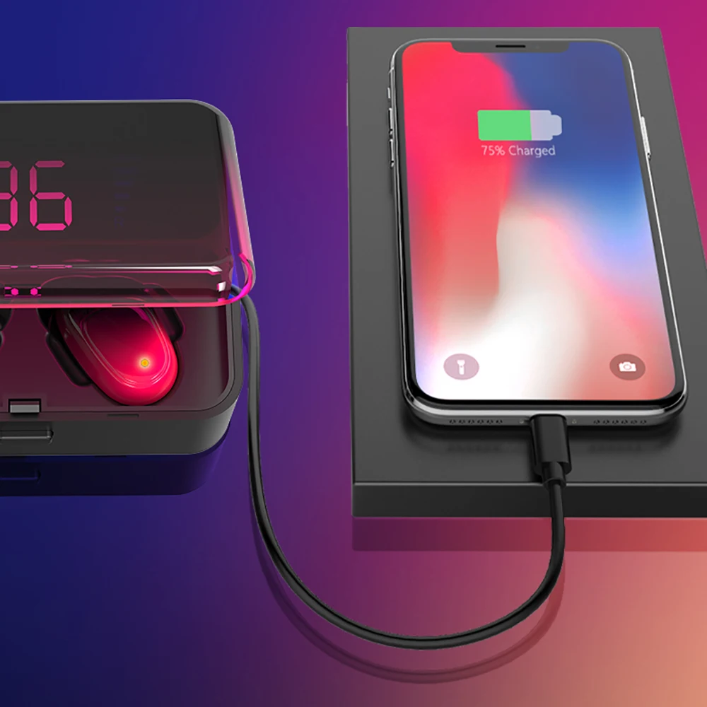 Наушники вкладыши TWS Bluetooth наушники V5.0 сенсорный Беспроводной 9D стерео