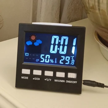 Home LCD Digital Thermometer Hygrometer Alarm Clock Calendar Weather Station Desk Clock Temperature Humidity Meter new abs multi functions digital desk pen pencil holder display lcd alarm clock thermometer