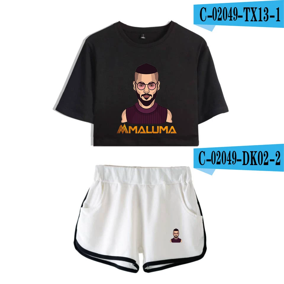 Maluma 2D Женский комплект 2 шт. шорты костюм летняя мода рубашка и шорты Kpop сексуальный тренд повседневная одежда - Цвет: as picture