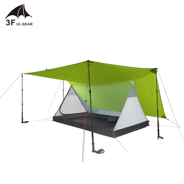3F UL GEAR Shanjing 2 Person Outdoor Ultralight Camping Tent 3 Season Professional 20D Silnylon Rodless Multifunction Tent