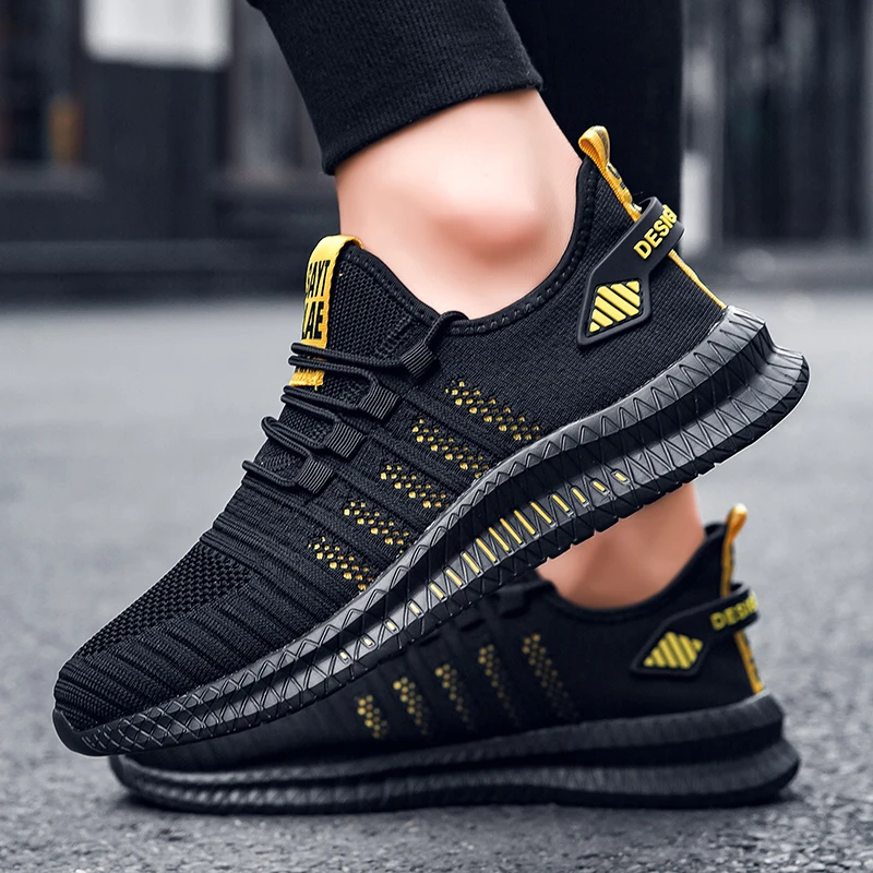 Good Deal Zapatos vulcanizados de malla transpirable para hombre, zapatillas informales antideslizantes, deportivas ligeras, con cordones para caminar, 2021 GR6JeXlN6AV