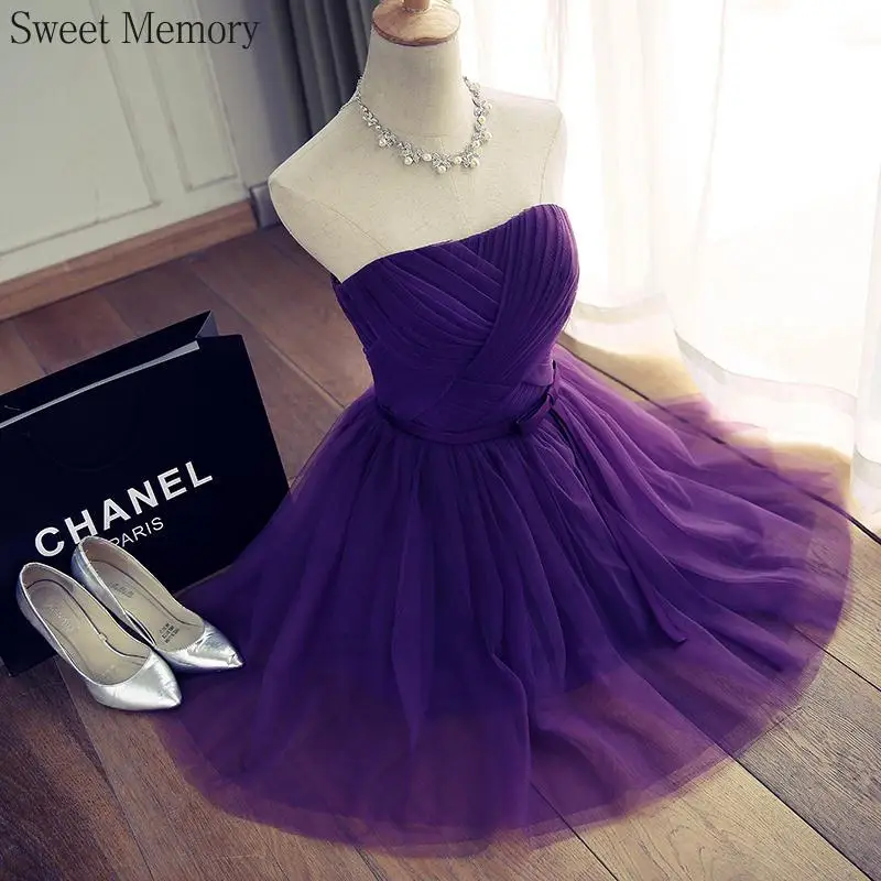 Bridesmaid dresses Summer Purple Blue Gray Red Tulle Short Bridesmaid Dresses Princess Banquet Party Ball Performance Prom Dress Formal Gown