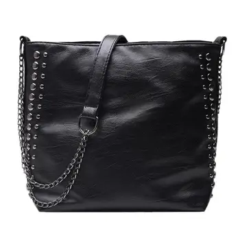

Woman Handbags Leather Messenger Bags Women Fashion Rivet Chain Bucket Shoulder Crossbody Bag For Ladies