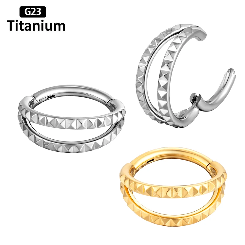 

G23 Titanium Piercing Hinged Segment Rings 2 Fans Out Design Side Septum Nose Rings Ear Cartilage Helix Body Jewelry Earring 16G