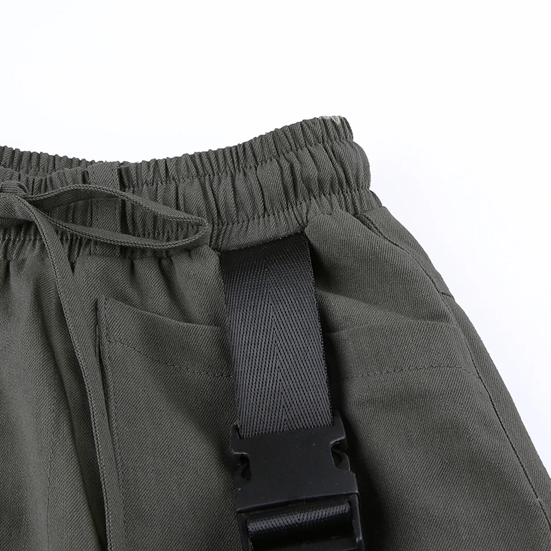 TCJULY Autumn New Arrival Streetwear Cotton Army Green Cargo Pants Women High Waist Drawstring Trousers Casual Jogger Pants