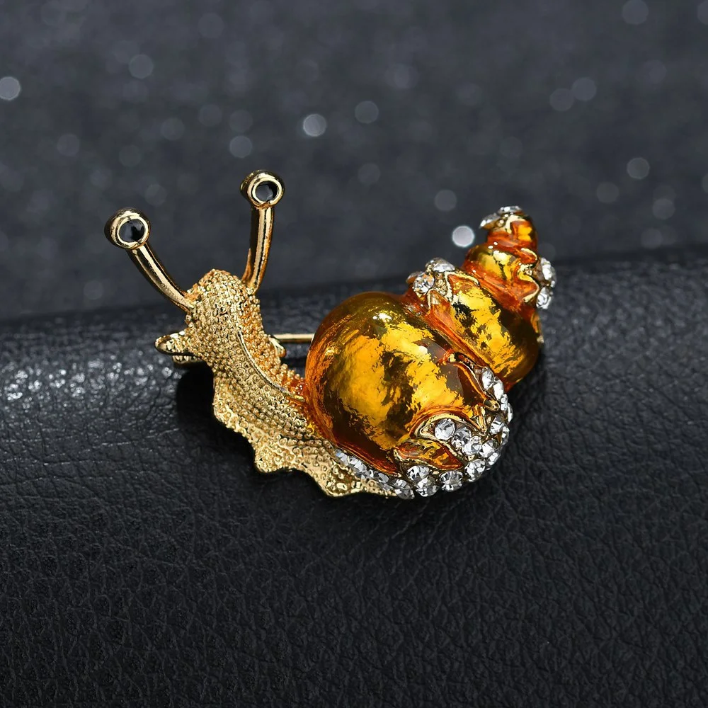 Broche Escargot Métal Et Strass - Bijou Vintage, Occasion, Pièce Unique Et Fantaisie