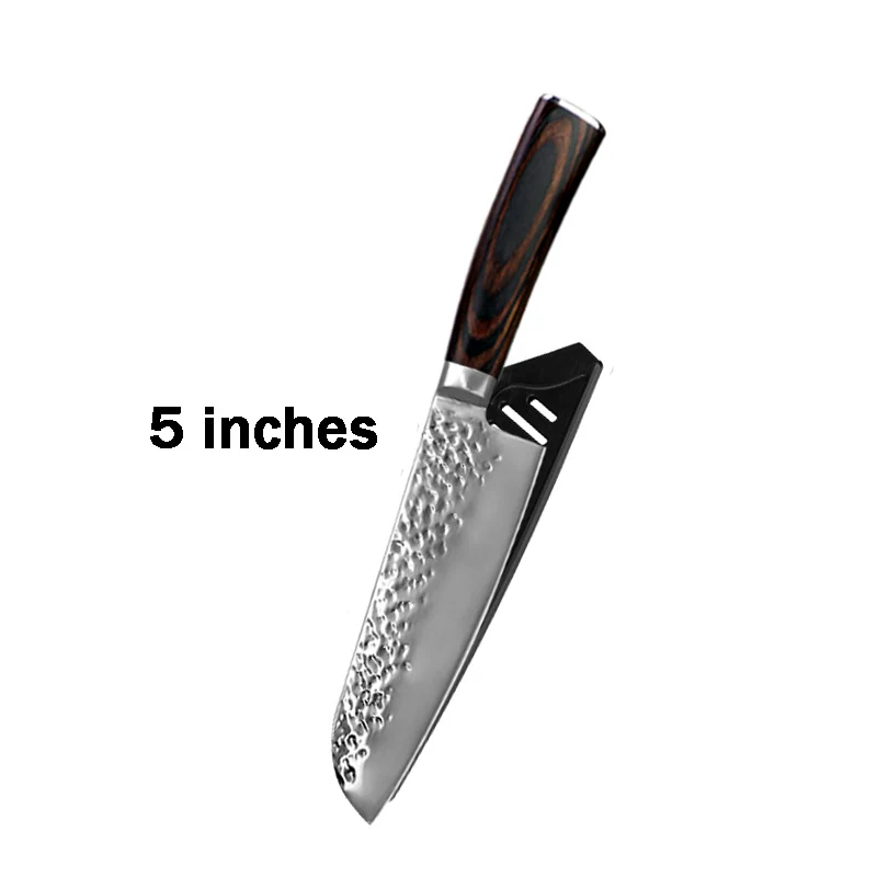 Кухонный нож, 8 дюймов, профессиональные японские поварские ножи 7CR17 440C, высокоуглеродистая Нержавеющая сталь, нож для мяса, нож сантоку - Цвет: 5 inches