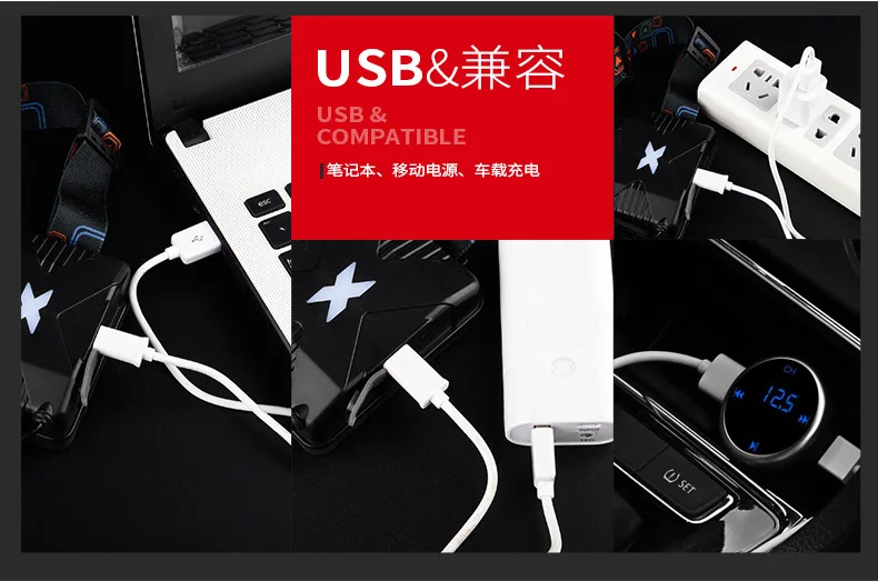Трансграничной стиль 7LED крупных налобный фонарь USB Перезаряжаемые на открытом воздухе при ношении фонарик Охота ночное рыболовные Налобные фонари