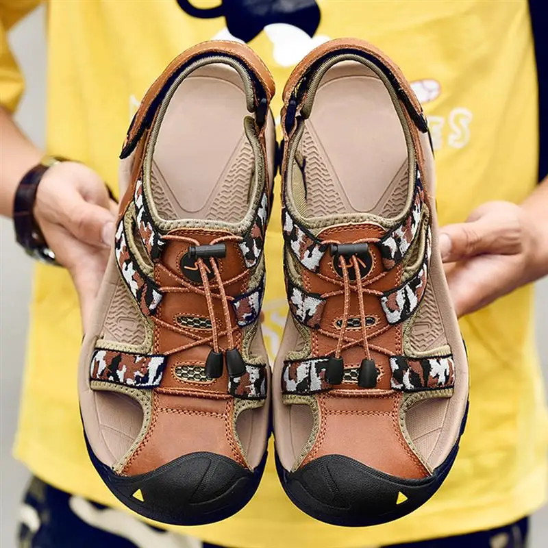

DierCosy Mens Lace up Outdoor Sandals Summer Beach Closed Toe Athletic Hiking Sandals Camouflage Sandal