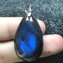 Естественный синий свет кулон из Лабрадорита ювелирные изделия для женщин мужчин 33x20x11 мм бусины драгоценный камень капли воды Серебряное ожерелье Кулон ааааа
