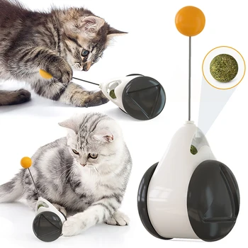 

Interactive Pet Dog Cat Toy Tumbler With Catnip Teasing Wand Ball Rotating Wheels For Cats Dogs Entertainment IQ Improvement