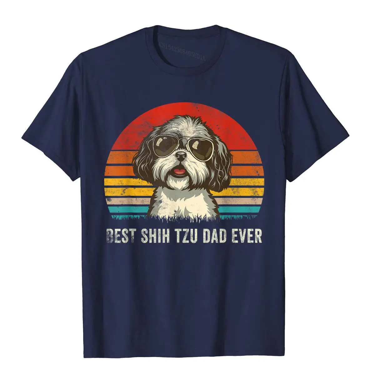 Mens Best Shih Tzu Dad Ever Funny Shih Tzu Dad Gift Dog Lover T-Shirt__B13762navy