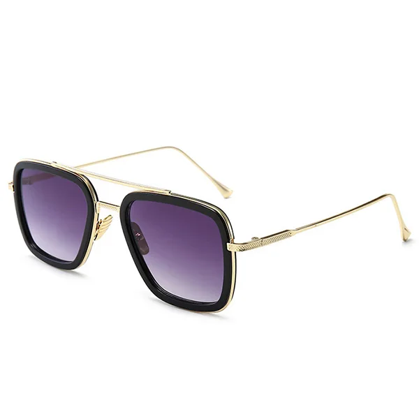 Gold Frame Gray HGE-H Мстители 3 железные мужские солнцезащитные очки мужские модные квадратные Tony Stark очки Человек-паук Edith солнцезащитные очки унисекс тени KD40 - Цвет линз: Gold Frame Gray