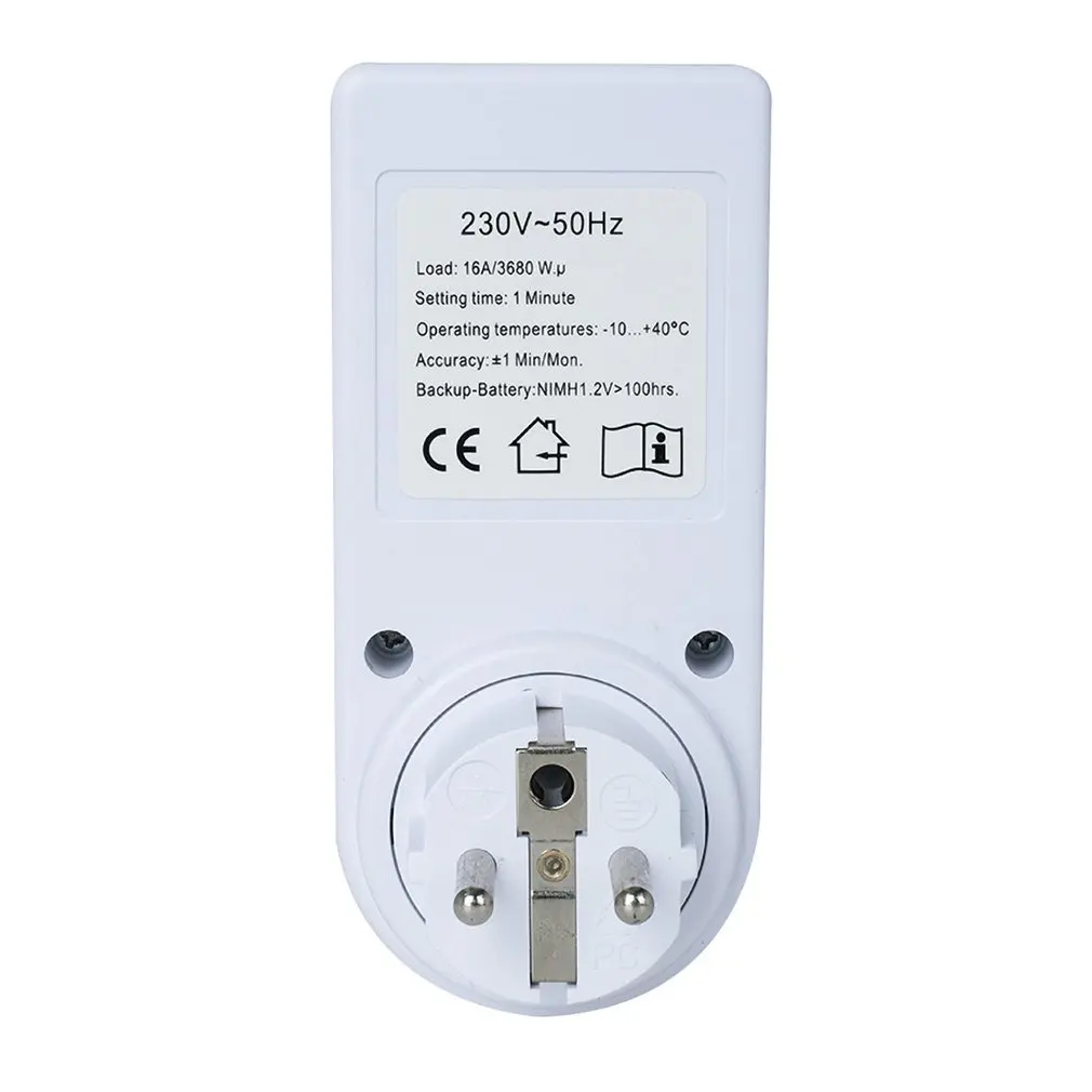 Digital Small Screen Timer Switch Socket Timer Power Meter Electronic Outlet Socket Programmable Setting for Kitchen
