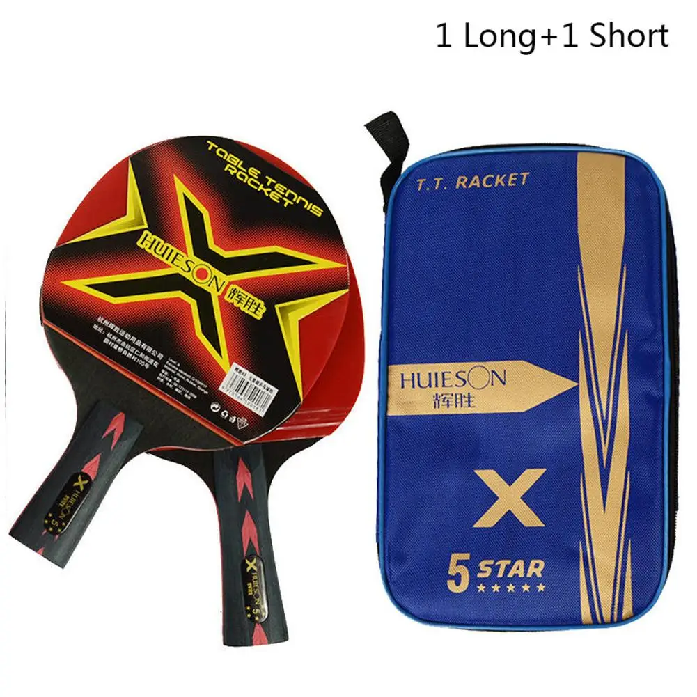 1 Long1 Short 2pcs Five-star Carbon Table Tennis Racket Set Double Pair Professional Lightweight Training Table Tennis Ping Pong Racket - Цвет: 1 Long1 Short