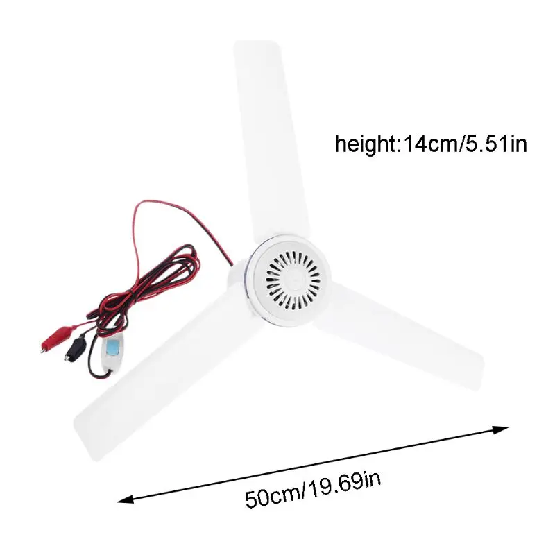 12V 24V Ceiling Fan Camping Tent Silent Hanging Cooling Fan for Outdoor Home Bed