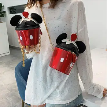

2020 Cartoon Bucket Bag High Quality Pu Leather Handbag Shiny Mini Cute Ear Shoulder Messenger Bags crossbody bags for women