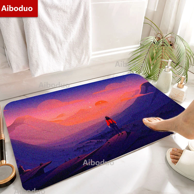 

Aiboduo Sunrise Sunset Non-slip BathMat Home Decoration Living Room Floor Mat Carpet 50x80/40x60CM for Family Bedroom Bathroom