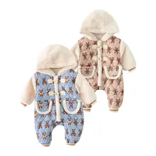 Fourrure de lapin à manches longues pour homme et femme, nouvelle collection hiver, ours de dessin animé, chaud, coutures, une pièce, capuche 