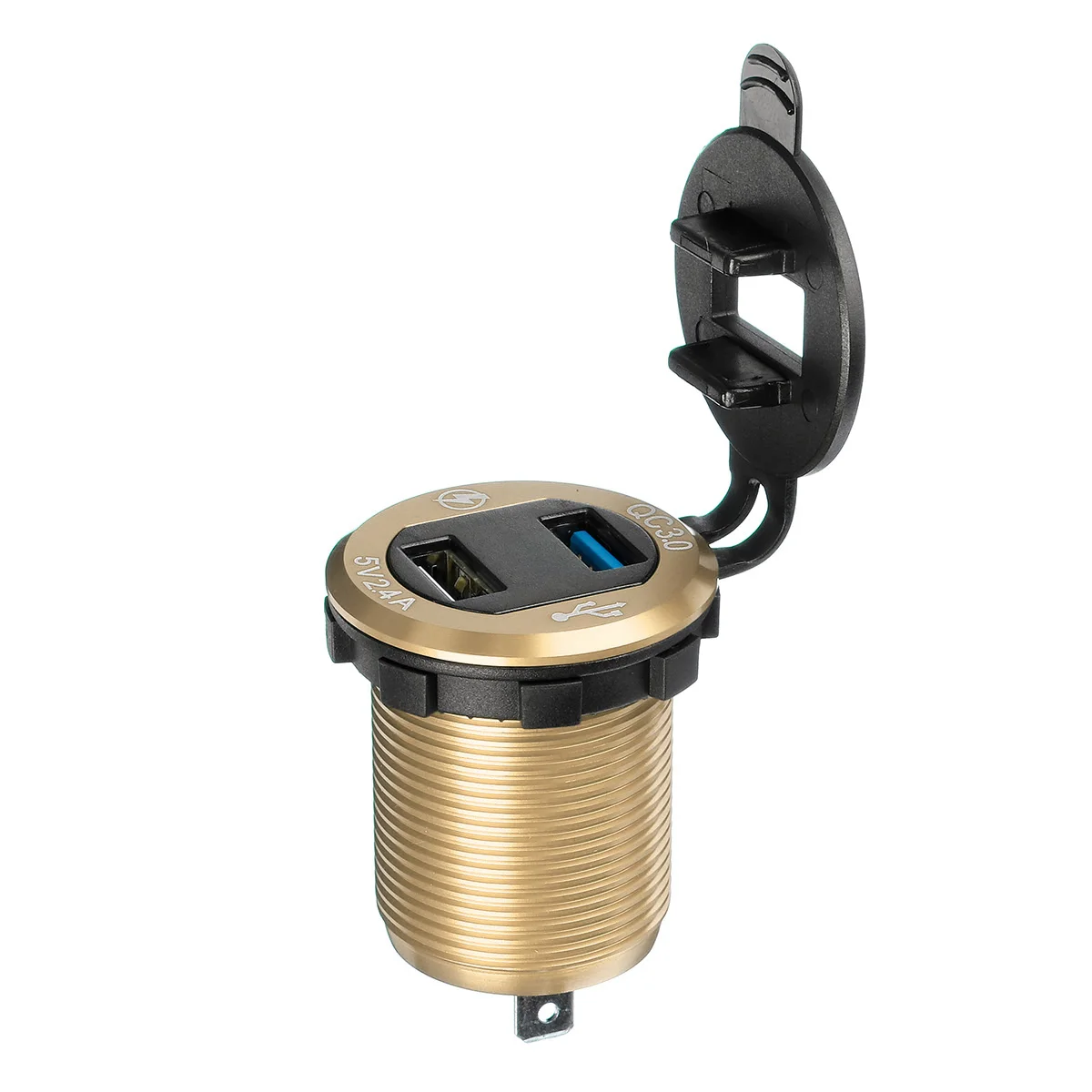 Зарядное устройство Quick Charge 3,0, алюминиевый, для мотоцикла, лодки, автомобиля, двойной USB, быстрая зарядка, цифровой светодиодный вольтметр для телефона, планшета
