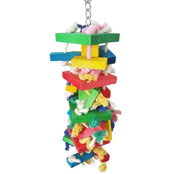 

Big colored bird toys, cotton rope, wood block, gnawing parrots, gnawing toys
