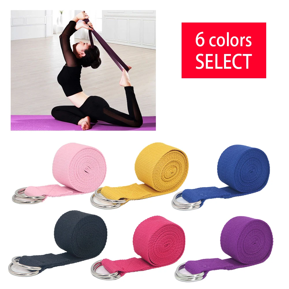 Women Yoga Stretch Strap Multi Colors D Ring Belt Fitness Exercise Gym