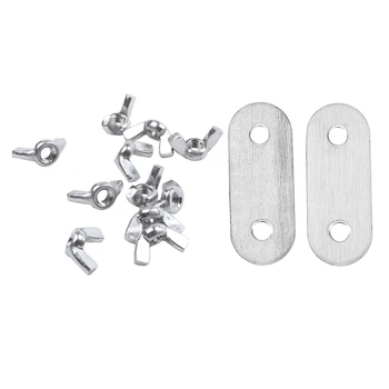 

M6 Thread Dia Stainless Steel Wing Nuts 10 Pcs with 38mm x 16mm Straight Repair Joining Mending Flat Plate Bracket 5Pcs