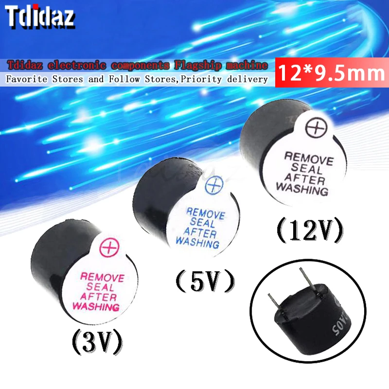 Electronic Buzzer 10PCS 3v 5v 12v Active Magnetic 12*9.5mm