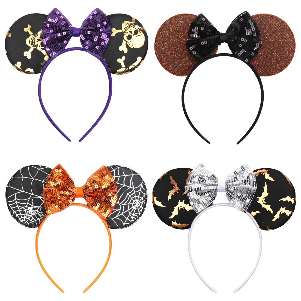 

Minnie Mouse Ears Headband for Girls Printed Sequin Children Halloween Hairband Hair Accessories Dance Party Hair Hoop Head band