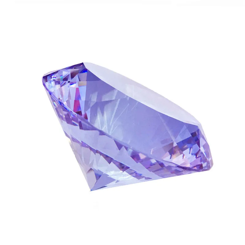 50mm Lilac 2pieces Crystal Glass Singleface Diamond Paperweight Crystal