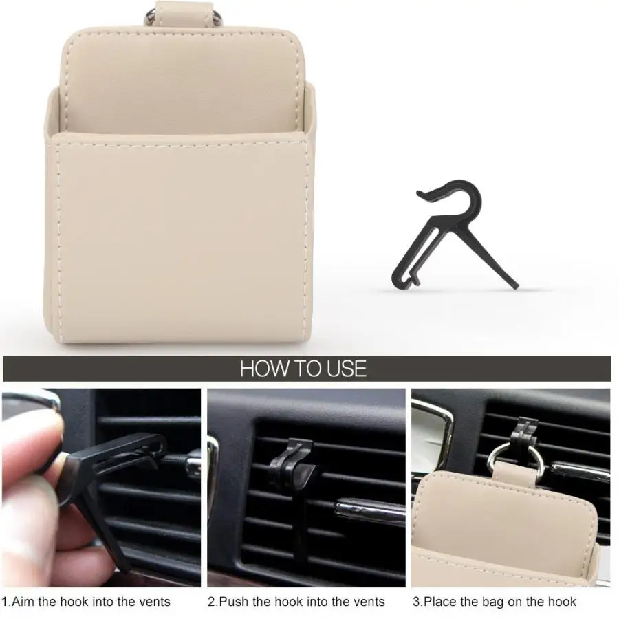 

Car Auto Air Vent Holder Pouch Box Storage Case Organizer with Hook Car Storage Holder Car Accessories