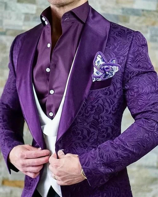 New Dark Purple Paisley Men's Zipper Thin Jacket, L