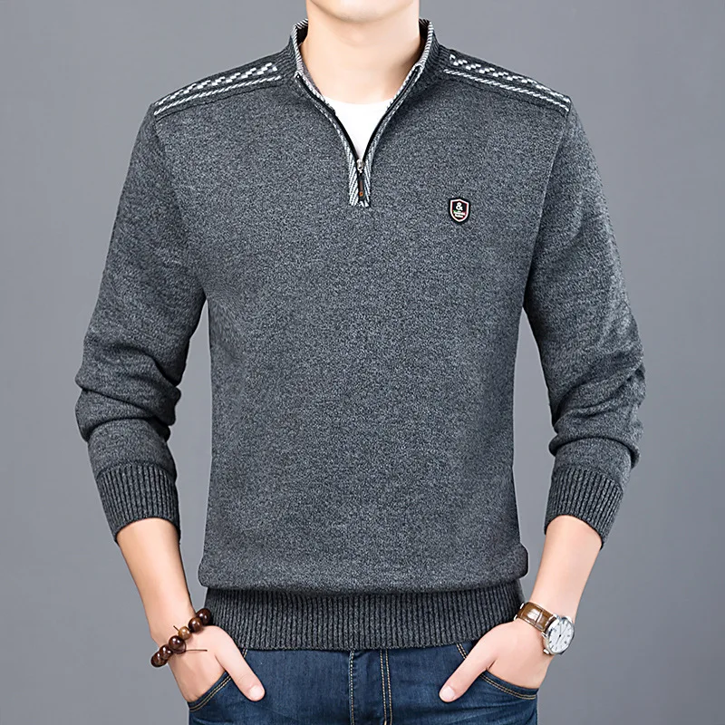 New Men Sweaters Long Sleeve Stand Collar Warm Zipper Sweater Men Casual Knitted Pullover Sweater Winter Coat Comfy Clothing New Men Sweaters Long Sleeve Stand Collar Warm Zipper Sweater Men Casual Knitted Pullover Sweater Winter Coat Comfy Clothing