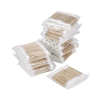 

1000pcs Disposable Hygienic Durable Double Head Wood Stick Ear Clean Tooth Applicators Microbrush Cotton Swabs Cosmetics Tools
