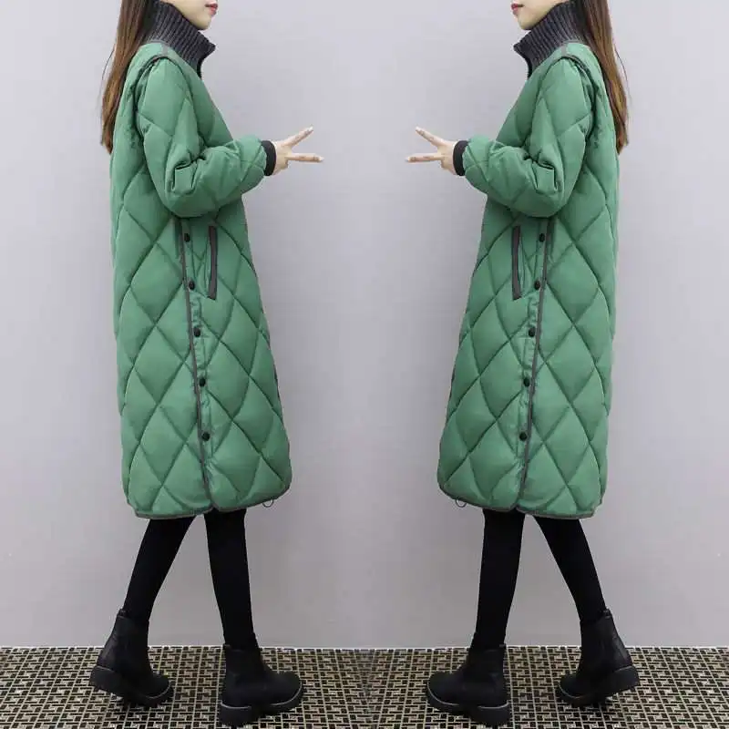 

Long Padded Down Jacket for Women, Thick Warm Coat, Cotton Jacket for Ladies, Slim Fit Parka, Plus Size, 4XL, New, Winter, 2023