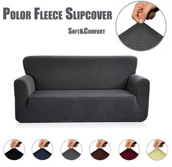 

Elastic Stretch Sofa Cover Soft Slipcover Couch Covers for Universal Solid Living Room Sofa Slipcover Fleece Cover Pad for Free