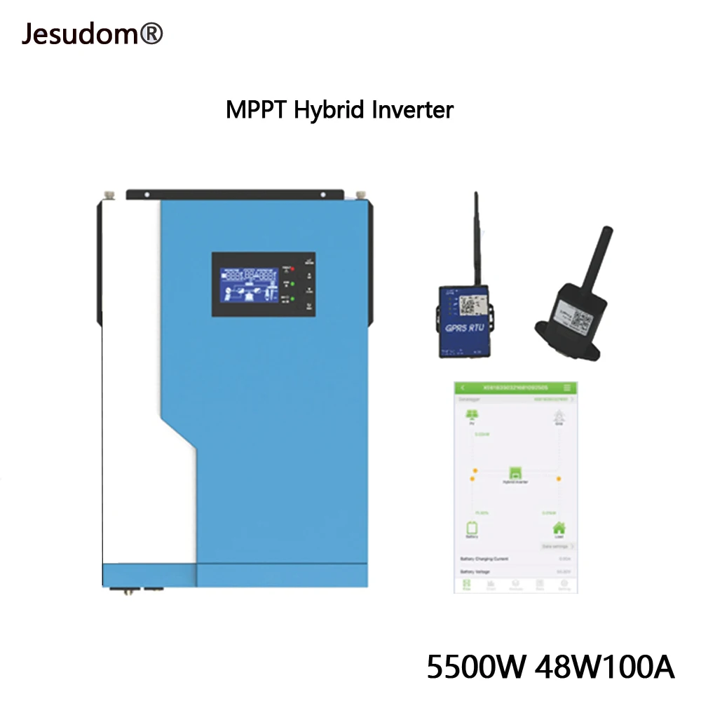 5500W Pure Sine Wave Solar Hybrid Inverter 48V100A MPPT Charge Controller with WIFI Can Work Without Battery | Обустройство дома
