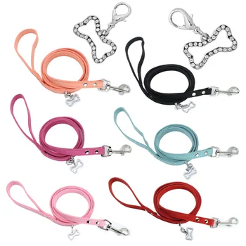 

Double-Sided Velvet Dog Hand Holding Rope Man-made Diamond Bone Pet Traction Pull Constantly Durable Puppy Leash Traction Rope