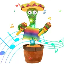 Boîte à musique Cactus dansant, chant électronique, jouet en peluche de dessin animé, décoration en pot de vacances, cadeau d'ornement pour la maison