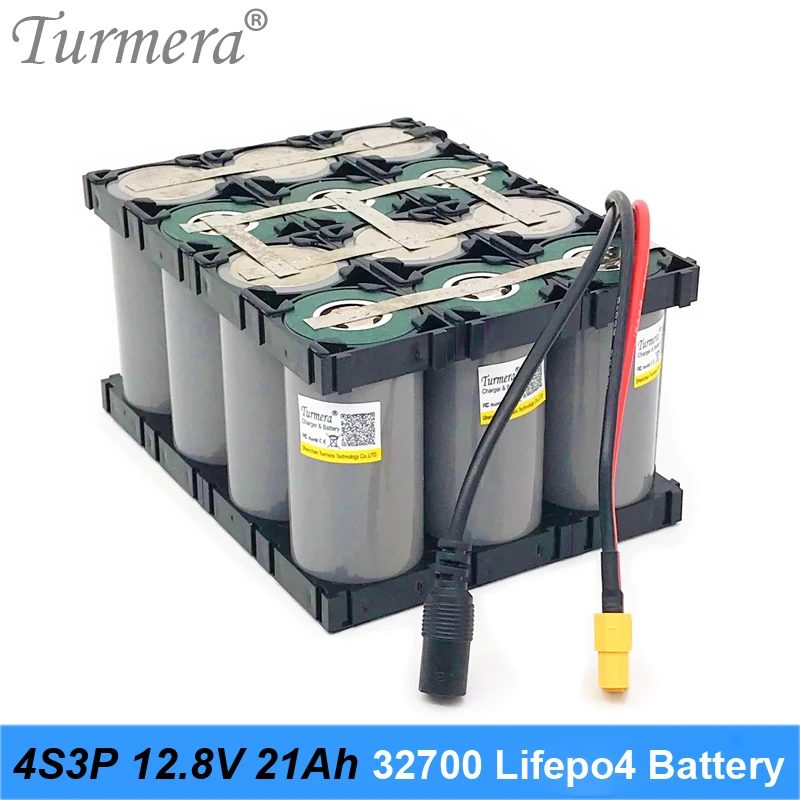 Turmera 32700 Lifepo4 Battery Pack 4S3P 12.8V 21Ah with 4S 40A Balanced BMS for Electric Boat and Uninterrupted Power Supply 01