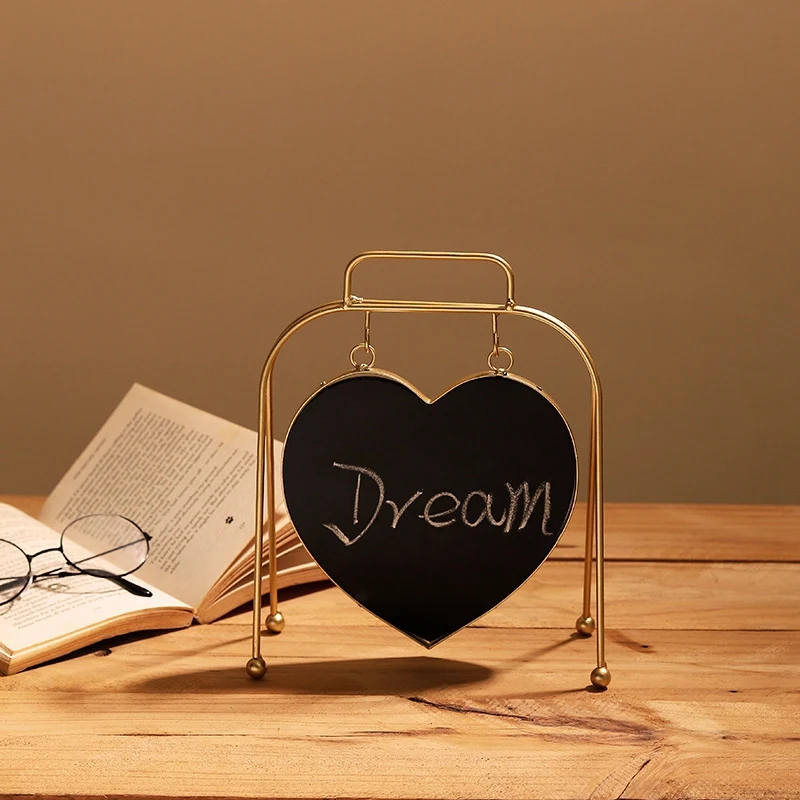 Creative Wrought Iron Love Double-Sided Blackboard Message Board Ornament Decoration Home Decoratio