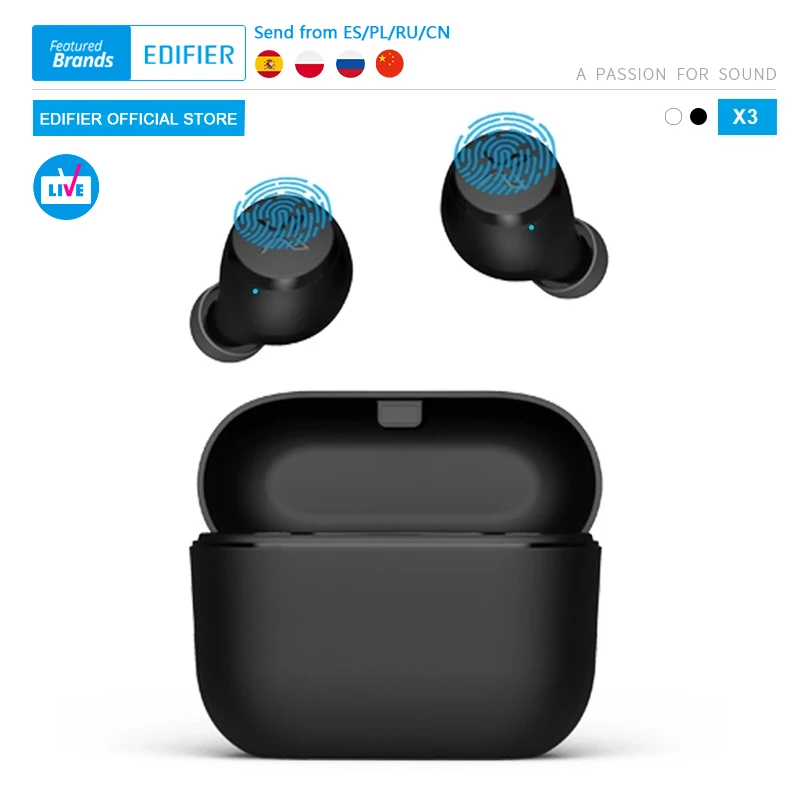 

EDIFIER X3 TWS Wireless Bluetooth Earphone bluetooth 5.0 voice assistant touch control voice assistant up to 24hrs playback