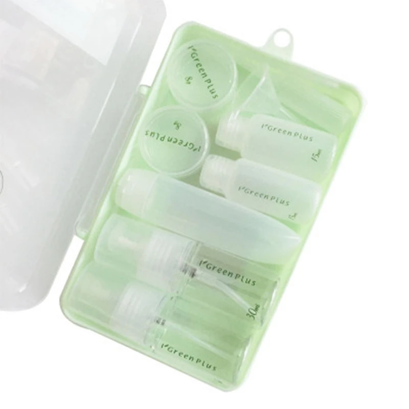 

10 in 1 Portable Travel Cosmetic Bottle Set with Case Nordic Plastic Empty Sub-Bottle Combo for Shampoo Conditioner Lotion Cream