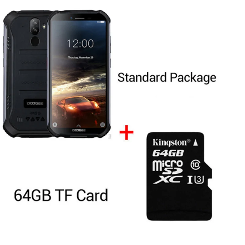 DOOGEE S40 4GNetwork прочный мобильный телефон 5,5 дюймов Дисплей 4650 мА/ч, MT6739 4 ядра, 3 Гб оперативной памяти, Оперативная память 32GB Встроенная память Android 9,0 8.0MP IP68/IP69K - Цвет: Black N 64GB Card