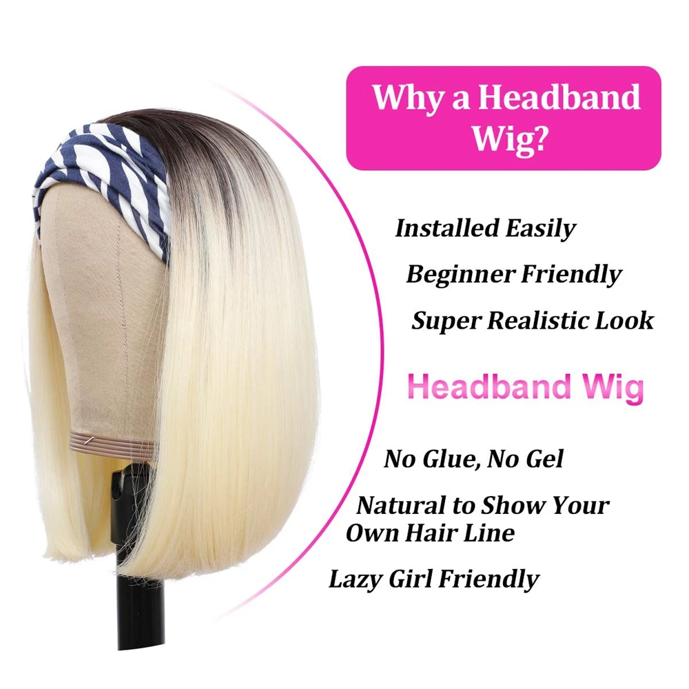 Straight Headband Wig Honey Short BoB Synthetic Hair Wig Vogsig Wigs Shop