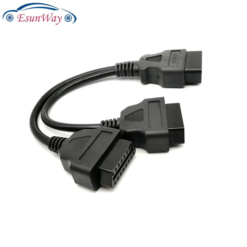 30 см 16 pin OBD2 OBDII сплиттер Расширение Y кабель J1962 штекер к двойной J1962 женский OBD соединительные кабели OBD твердость провода