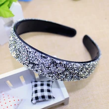 Новая мода, блестящие широкие серебряные стразы, повязка на голову, лента для волос, Кристальные аксессуары для волос, свадебные украшения для волос для женщин