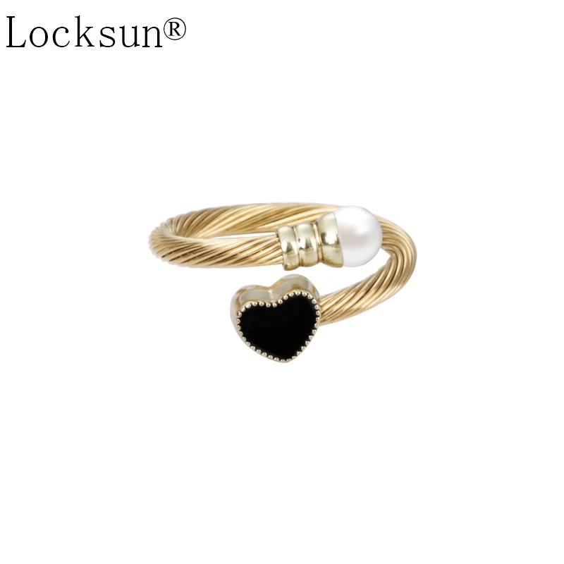 Locksun новые женские открытые кольца 585 розовое золото Тонкий жемчуг модные